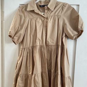 Zara TIERED POPLIN DRESS